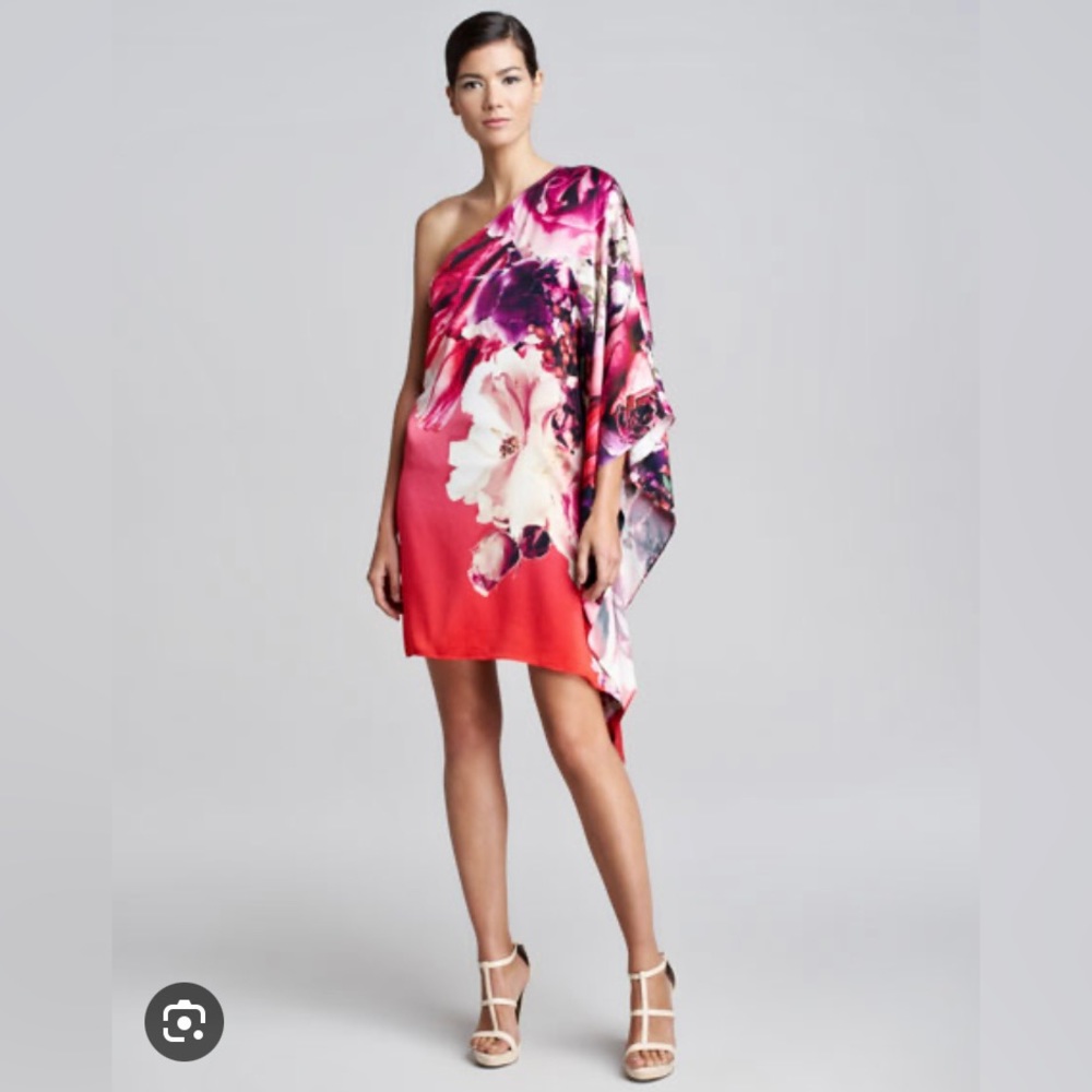 Roberto Cavalli Asymmetrical Ruffled Silver Pink Cocktail Dress